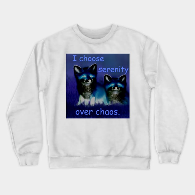 Peace and serenity mantra with foxes at night Crewneck Sweatshirt by Dok's Mug Store